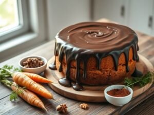 Bolo de Cenoura Vegano com Cobertura de Chocolate
