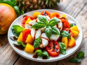 Salada Caprese Tropical com Tomate e Mussarela