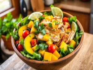 Salada Tropical com Frango Deliciosa