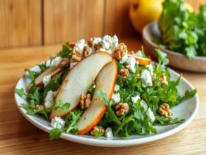 Salada de Rúcula com Pera e Gorgonzola Delícia