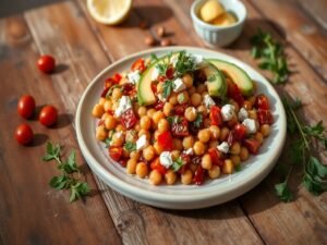 Salada de Grão de Bico com Tomate Seco Tropical